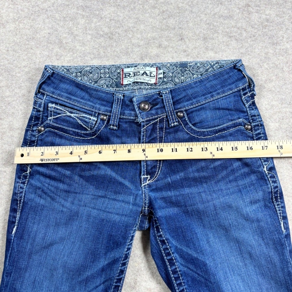 Ariat REAL Denim Womens 28R Mid Rise Bootcut Jeans Medium Wash Western Paisley - Picture 3 of 9